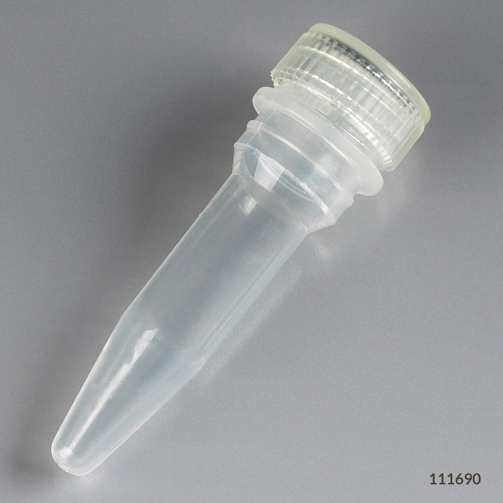 Globe Scientific Microtube, 0.5mL, Attached Screw Cap for Color Insert, with O-Ring, STERILE, PP, 500/Bag, 2 Bags/Unit Microcentrifuge Tubes; Screw Cap